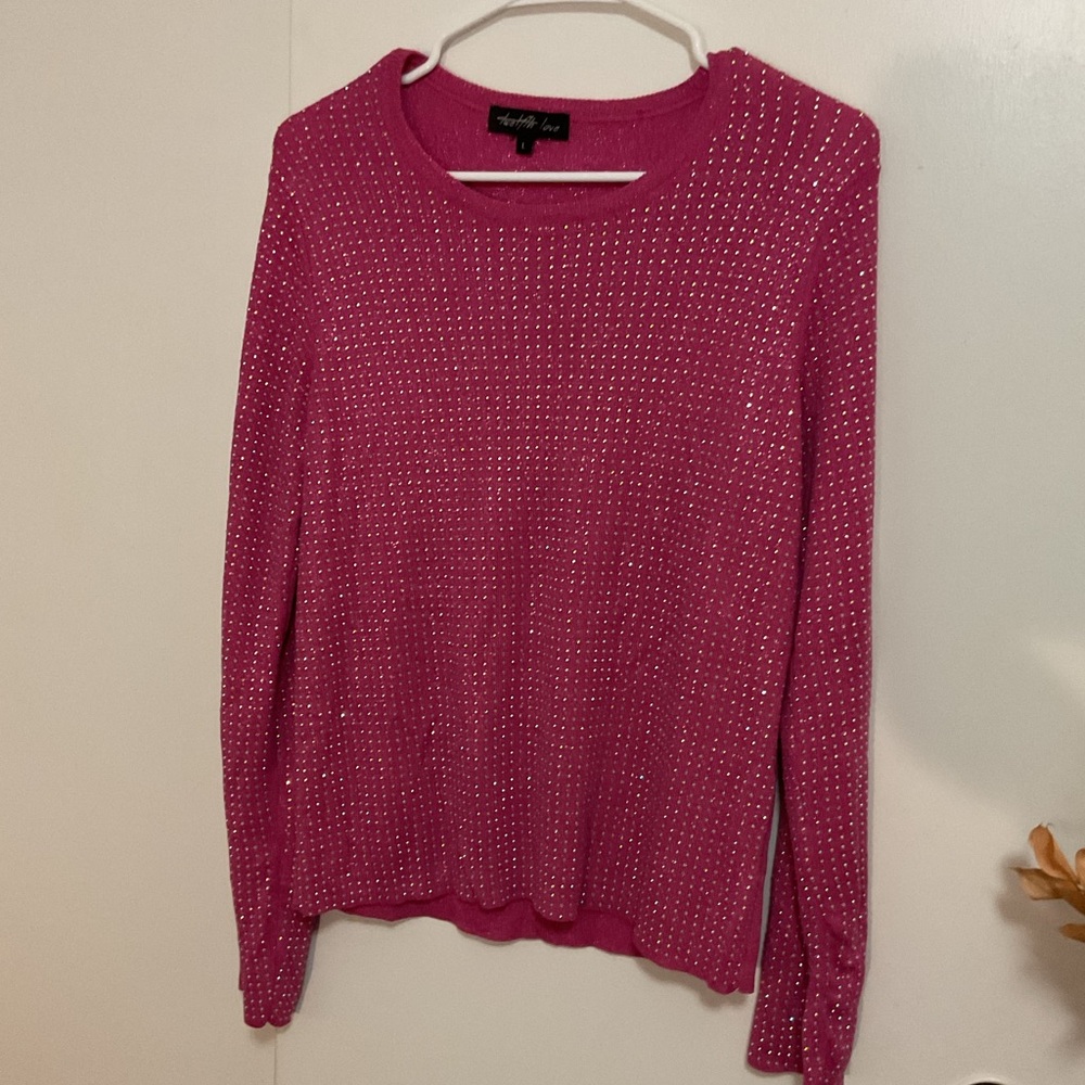 Pink Sweater with Sparkle Accents